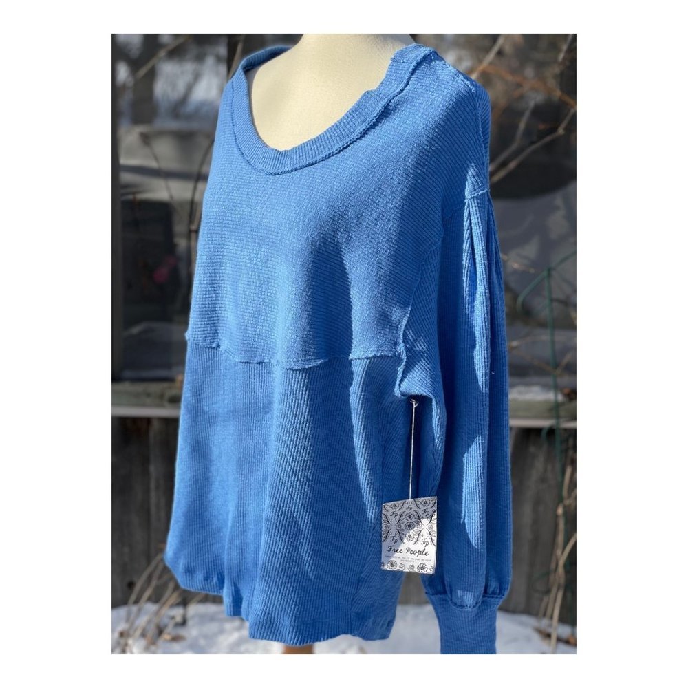 Free People We The Free OG Long Balloon Sleeve Tshirt Top XS Blue